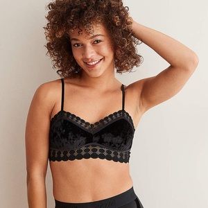 Aerie black velvet convertible bralette S